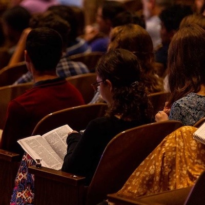 Students listening during chapel