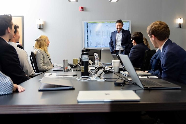 A business class meeting around a table