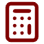 A simple maroon calculator icon with circular buttons and a rectangular display at the top.