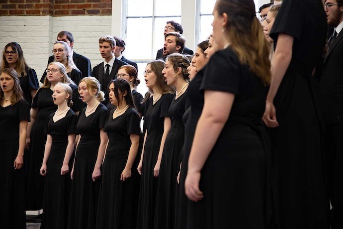 The FHU choir performing a song