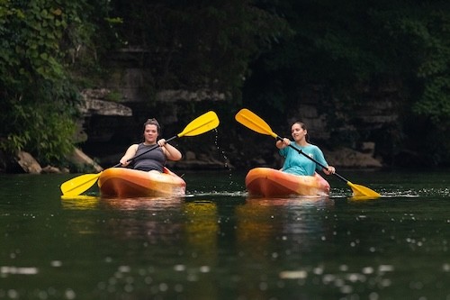 students kayaking