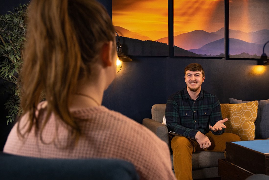 A student during a counseling appointment