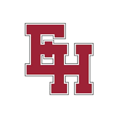 Red interlocking capital letters E and H outlined in white, forming a stylized logo on a plain white background.