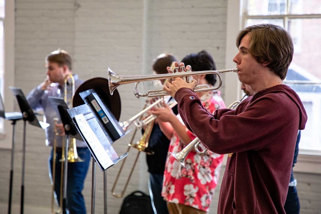 A group of students practicing their music