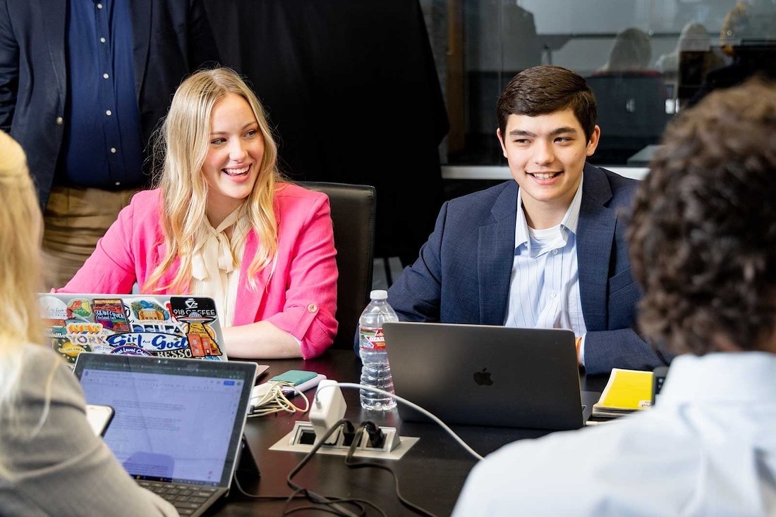 A group of students working together in the classroom
